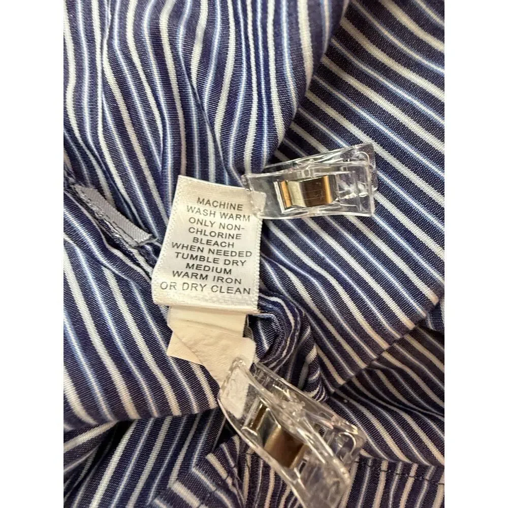 Blue White Stripe Dress Shirt Mens Fitted Woven Business Italy Banana Republic M